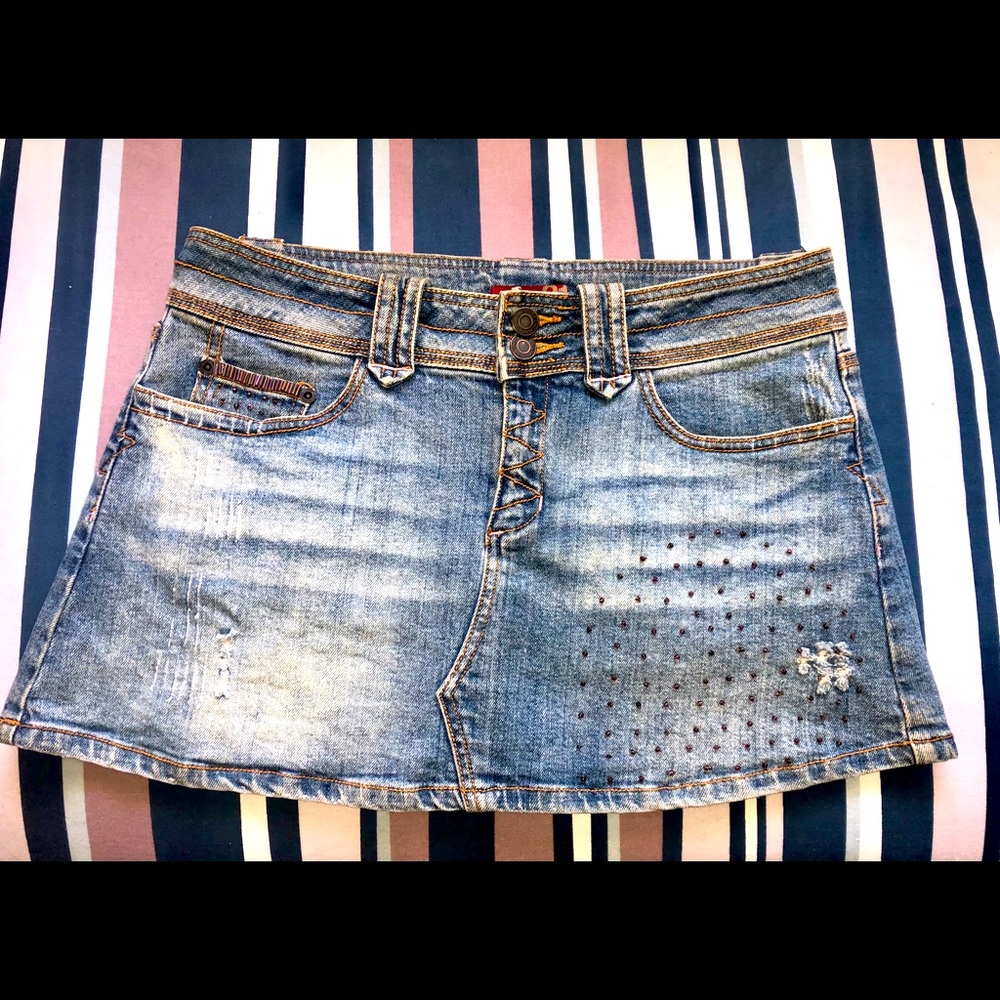 TWENTY ONE 21 JUNIORS BLUE JEAN MINI SKIRT SIZE M